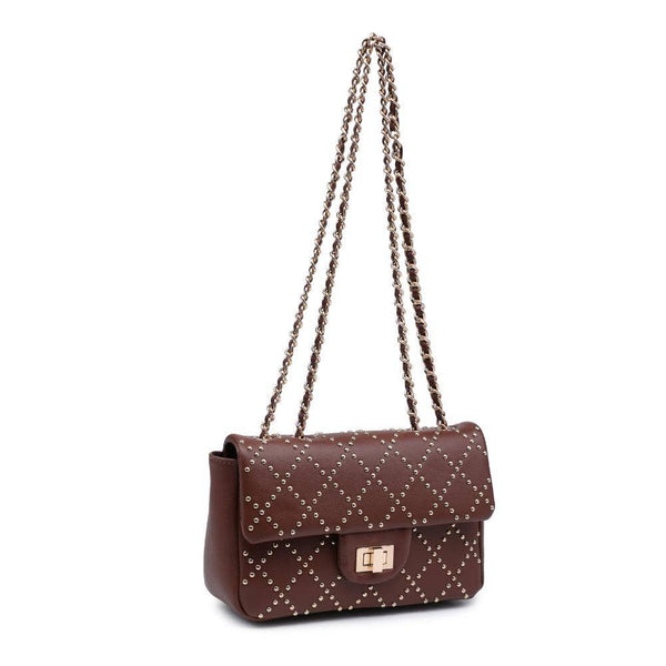 Avery Studded Crossbody: Chocolate - Lulu Bella Boutique