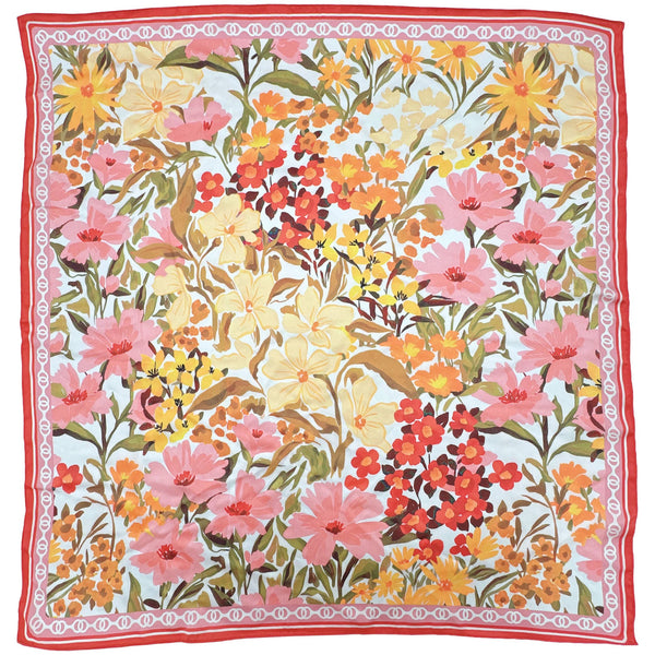 FLORAL PRINT SQUARE SCARF, WLQS 149: BLU - Lulu Bella Boutique