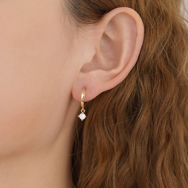 E165 gold dangle earring, dangle earring, emerald earring: Colorless