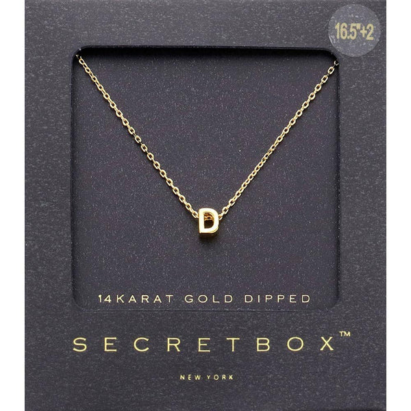 SECRET BOX_14K Gold Dipped Initial Monogram Pendant Necklace: ~A~