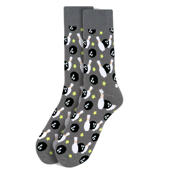 Bowling Novelty Socks for Men: Grey / 1 Piece