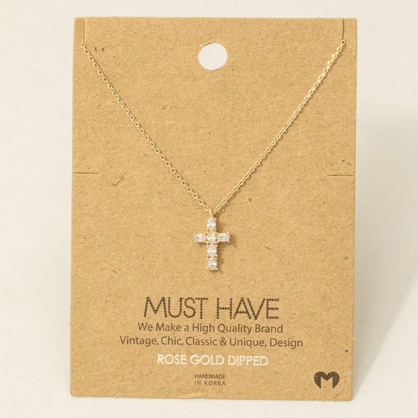 CZ Cross Pendant Necklace: G - Lulu Bella Boutique