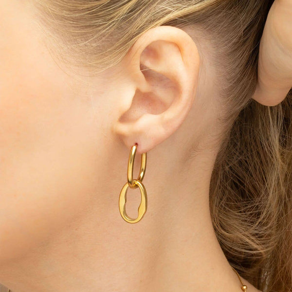 14K Gold Filled PLUS™ Interlocked Oval Pendant Earrings: Gold