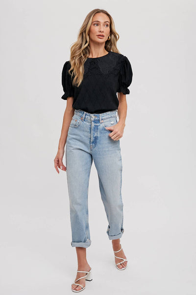 Lace Collar Top - Lulu Bella Boutique