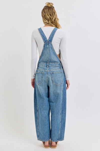 Mid Waisted Barrel Overall [WV89597BR-M1]: S - Lulu Bella Boutique