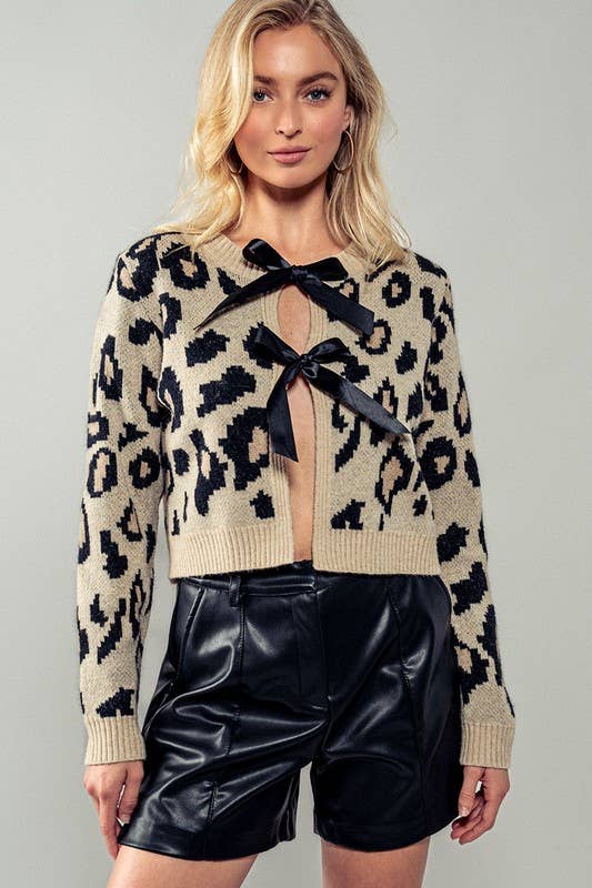 Animal Print Coquette Cardigan