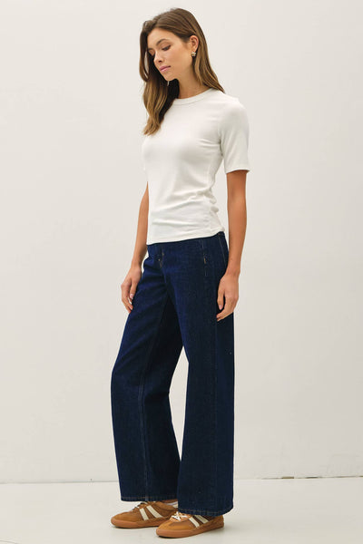 ULTRA SOFT BASIC SHORT SLEEVE TOP: IVORY - Lulu Bella Boutique