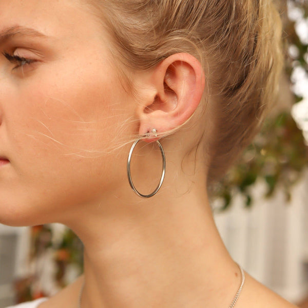 18K Gold PVD Stainless Steel Round Tube Hoop Earrings: Gold / 40mm