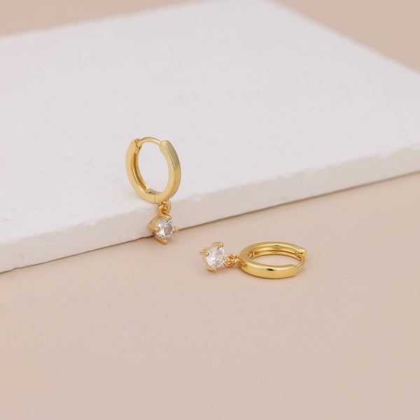 E165 gold dangle earring, dangle earring, emerald earring: Colorless