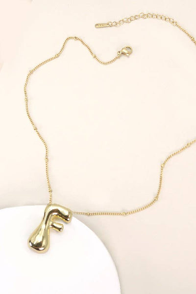 STAINLESS STEEL BALLOON BUBBLE INITIAL NECKLACE | 40NK316: F