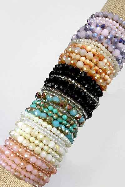GLASS BEADED STRETCH BRACELET SET | 51B3032706: LAVENDER - Lulu Bella Boutique