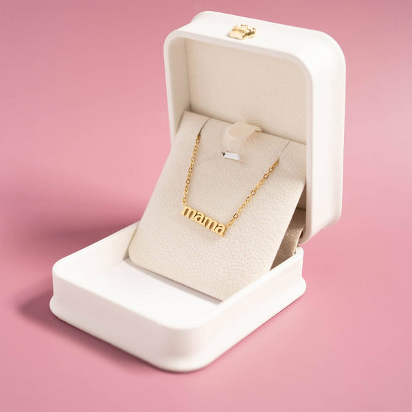 18K Gold PVD Stainless Steel Mama Charm Necklace: Stainless