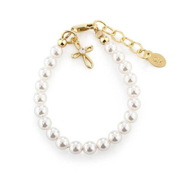 Kids14K Gold-Plated Baptism Cross Bracelet or Communion Gift: Medium 1-5 Years - Lulu Bella Boutique