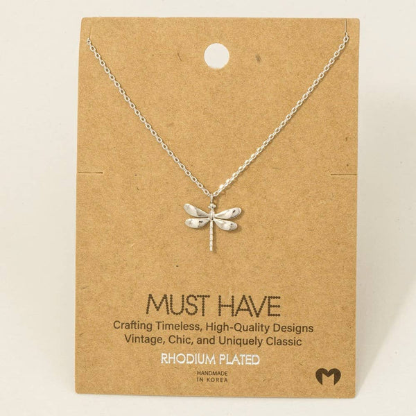 Gold Dipped Dragonfly Pendant Necklace: G - Lulu Bella Boutique