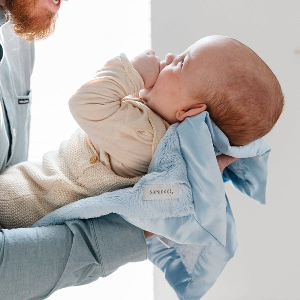 SATIN BORDER RECEIVING BLANKETS: Tan