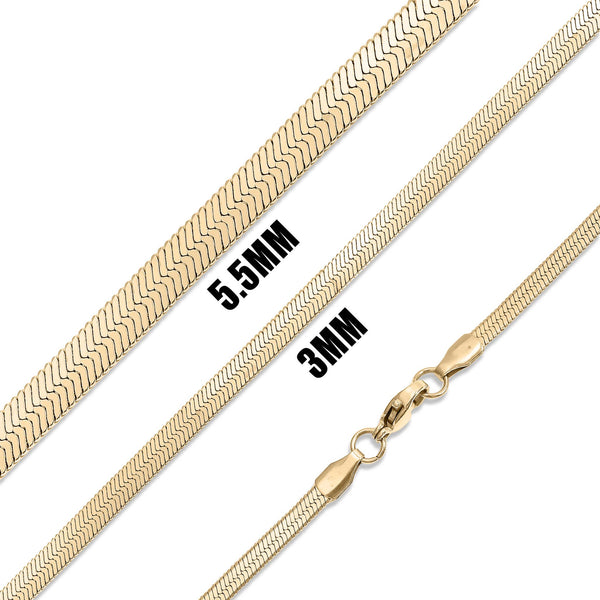 18K Gold Stainless Steel Herringbone Chain Necklace: 18" / 3mm - Lulu Bella Boutique