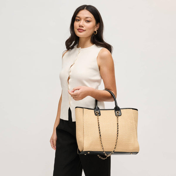 Jaxon Tote: Natural Black - Lulu Bella Boutique