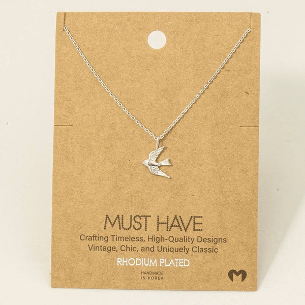 Gold Dipped Flying Bird Pendant Necklace: G - Lulu Bella Boutique