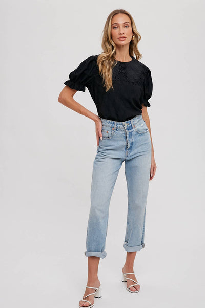Lace Collar Top - Lulu Bella Boutique
