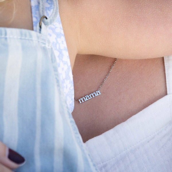 18K Gold PVD Stainless Steel Mama Charm Necklace: Stainless