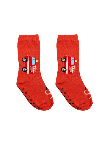 3D Packaged Crew Socks - Kids - Fire Truck - Red