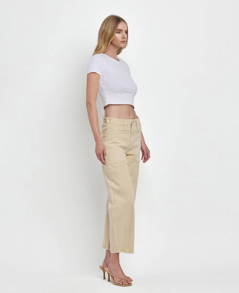 SUPER HIGH RISE BARREL JEANS F5831VBG: VINTAGE BEIGE / 24 - Lulu Bella Boutique
