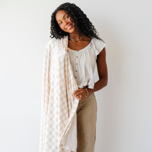 MINKY STRETCH LUXE XL SWADDLE/BLANKET: Meadow