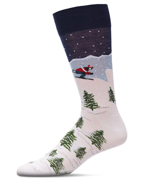 Mountain Skier Bamboo Men's Crew Socks: Navy Blazer / 10 13