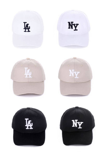 City Logo Embroidered Monogram Baseball Cap Hat: LA BLACK / 1 (ONE SIZE) - Lulu Bella Boutique