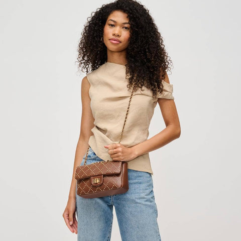 Avery Studded Crossbody: Chocolate - Lulu Bella Boutique