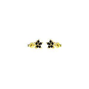 Black Diamond Flower Stud Earrings: 14k Gold