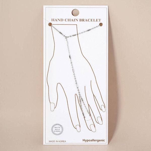 Gold Dipped Hand Chain Bracelet: Rhodium - Lulu Bella Boutique