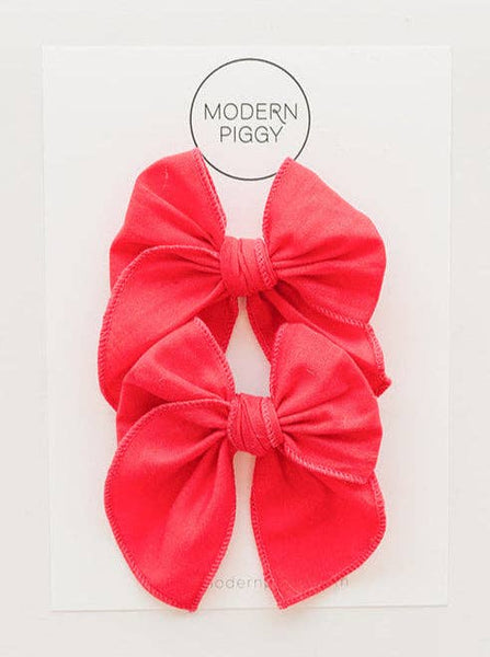 Valentine | Pigtail Set - Petite Party Bow - Lulu Bella Boutique