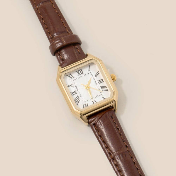 Thin Leather Strap Vintage Square Watch: BKSB