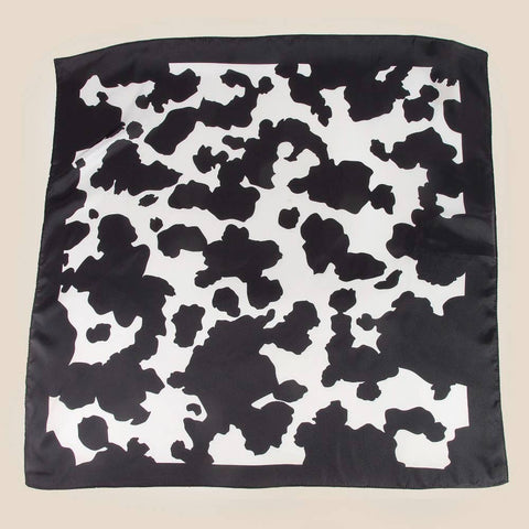 Black Cow Print Square Bandana Scarf: BK