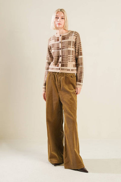 Sweater Knit Cardigan: TAUPE BROWN