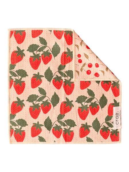 Berries & Cherries: Reversible Washcloth: Cream / 12x12 in / Washcloth - Lulu Bella Boutique
