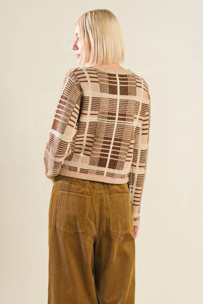 Sweater Knit Cardigan: TAUPE BROWN