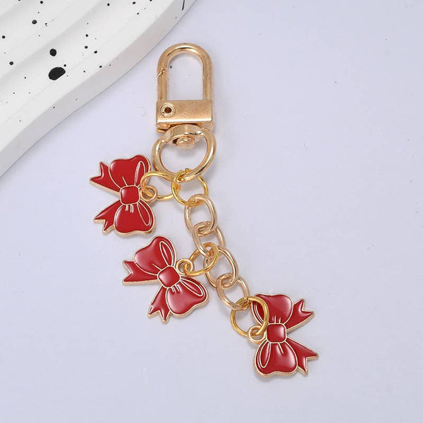 Colorful Three Mini Bow Keychain: Pink - Lulu Bella Boutique