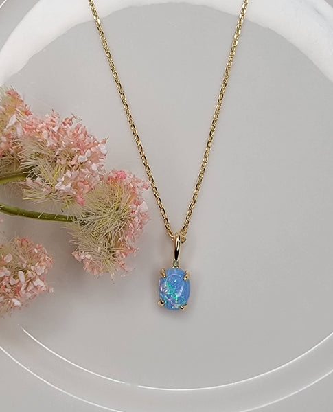 OVAL SHAPE OPAL NECKLACE.: White - Lulu Bella Boutique
