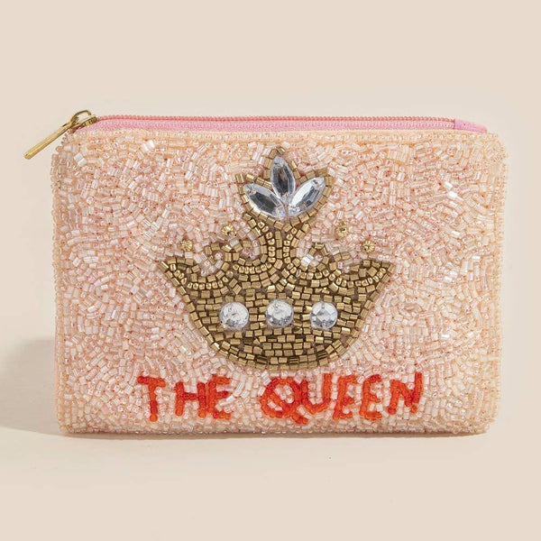 The Queen Crown Seed Beaded Coin Purse: MULTI - Lulu Bella Boutique