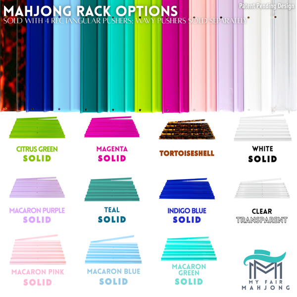 MAHJONG RACKS | Premium Acrylic | 4 Racks + 4 Pushers: Solid Macaron Blue
