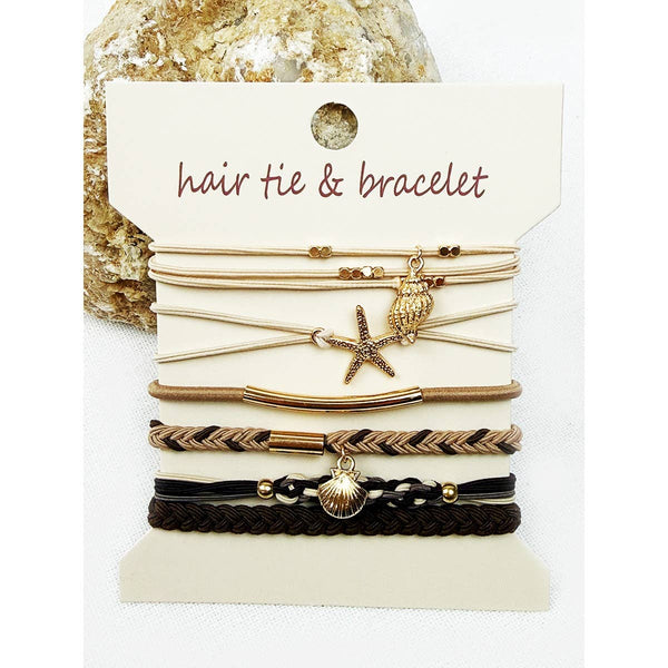 Boho Inspired BEACH Theme Hair Tie Bracelets: MIX COLOR / ONE(6) - Lulu Bella Boutique