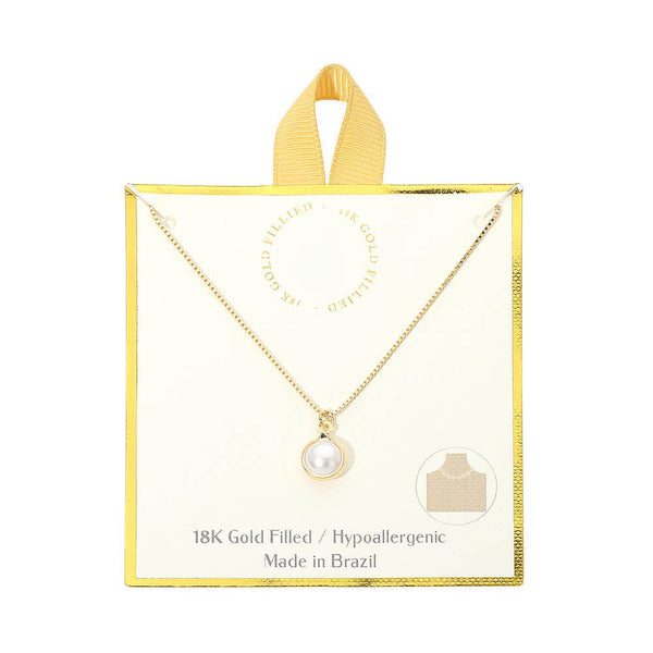 18K Gold Filled Minimalist Pearl Pendant Necklace