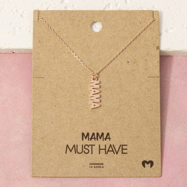 Gold Dipped Flat Mama Pendant Necklace: G - Lulu Bella Boutique