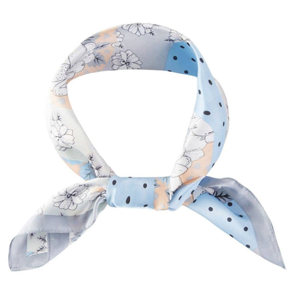 FLORAL PATTERN BANDANA SQUARE SILKY NECK SCARF, BS 0079: GR - Lulu Bella Boutique