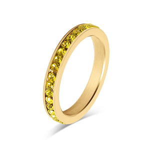 18K Gold PVD CZ Eternity Stainless Steel Ring: November / 7