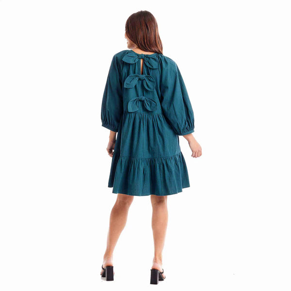 Adriana Bow Dress in Green