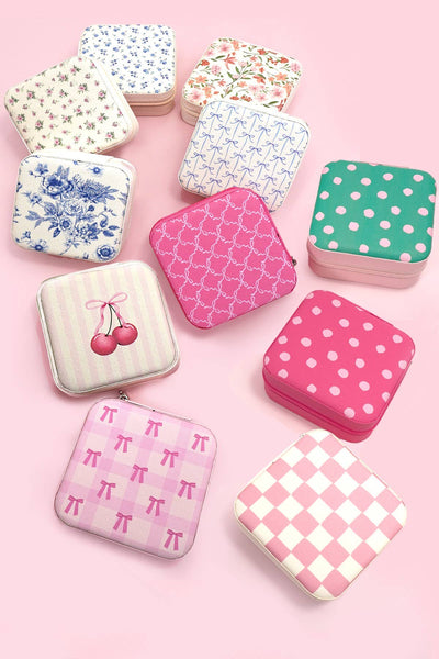 JEWELRY ORGANIZER TRAVEL BOX CASE: POLKA DOT GREEN