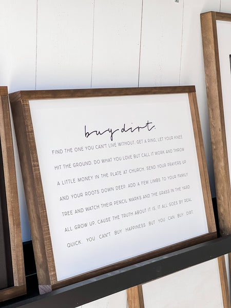 Buy Dirt - Horizontal | Wall Decor, Home Decor, Wall Art: White / Light Oak / 25x17" - Lulu Bella Boutique